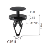 Натискна кліпса обшивки та кузова GM, Chrysler, Ford, Opel — ClipsS 1511 / 11844, 11589289, 4811301, 6508863AA Ковель