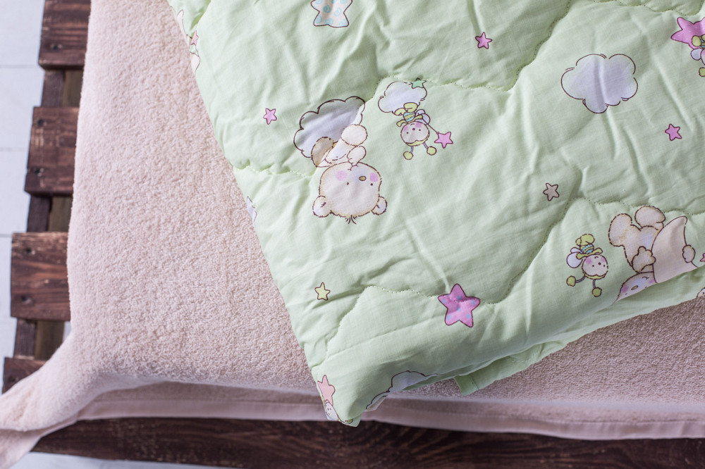 Ковдра дитяча Ecotton 110х140 см антиалергенна стьобана з бязі салатова 10-0214 green Коломыя - изображение 5