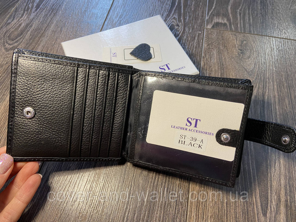 Чоловічий шкіряний гаманець з кредитнецею для пластикових карток ST Leather Київ - фото 5