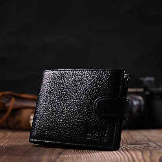 Компактный и в тоже время вместительный бумажник для мужчин из натуральной кожи BOND 21996 Черный Киев