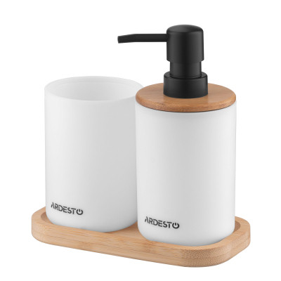 Набор для ванной комнаты Ardesto Minimalism 3 предмета Белый 360 мл (ARHB3110WB) Винница - изображение 1