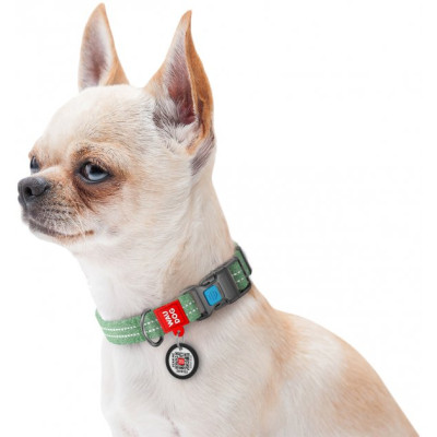 Ошейник для животных WAUDOG Re-cotton с QR паспортом светоотражающий Ш 25 мм Д 37-58 см зеленый (029418) Винница - изображение 5