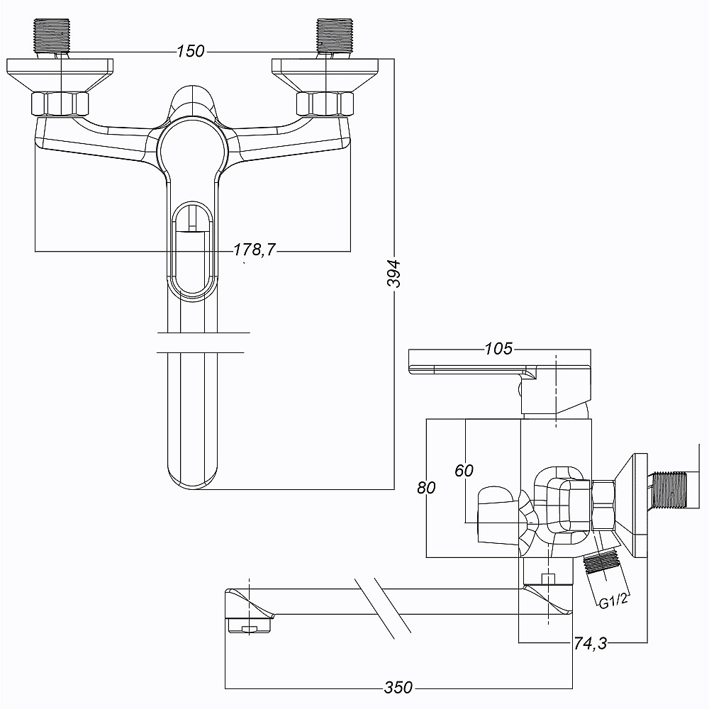 Змішувач для ванної Globus Lux Dolly GLD-0208 Тернопіль - фото 8