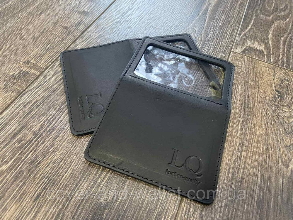 Чорна шкіряна обкладинка на ID паспорт та авто документи ST Leather Київ - фото 1