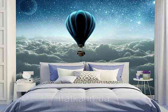 Шпалери вінілові на флізелін повітряна куля небо зірки, хмари Київ