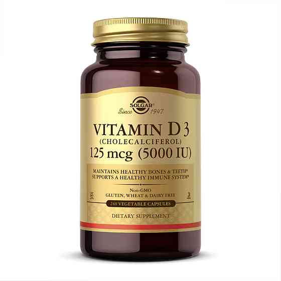 Вітамін Д3 Solgar Vitamin D3 (Cholecalciferol) 125 мкг (5000 МО) 240 вег. капсули Київ