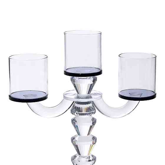 Yiwu Канделябр на 3 свічки 22×9×23 см підсвічник декоративний скляний на ніжці Чорний HP-4-22 Киев