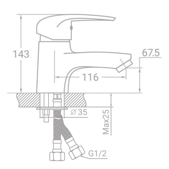 Смеситель s43 Ø40 для раковины на шпильке TAU SM-2A144C (9843000) Киев