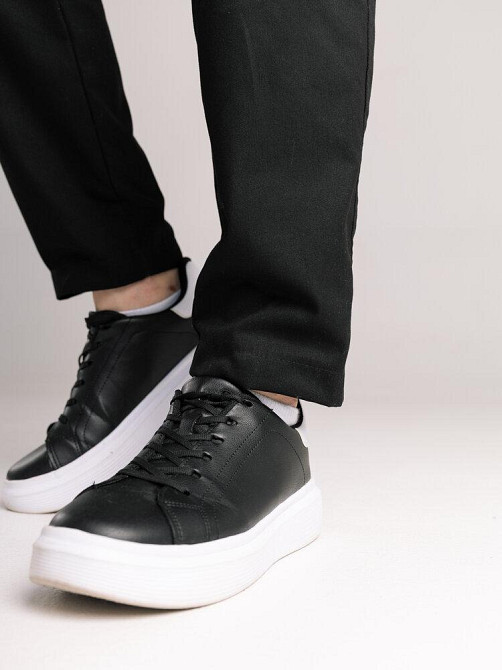 Чоловічі чорні штани демісезонні котонові прямого крою Pobedov Step Київ - фото 4