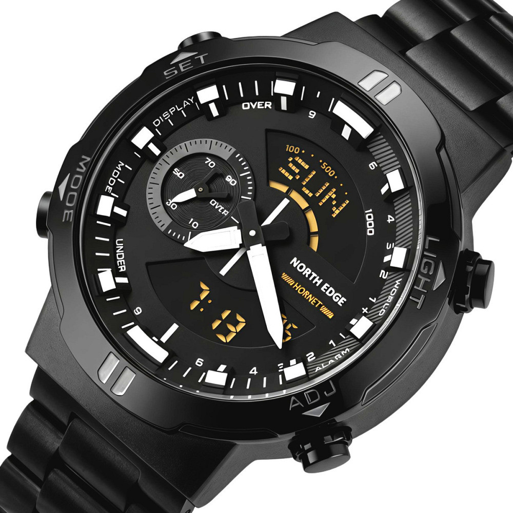Годинник чоловічий водостійкий тактичний North Edge Hornet Iron Edition (2 ремінці) Чорний Вінниця - фото 2