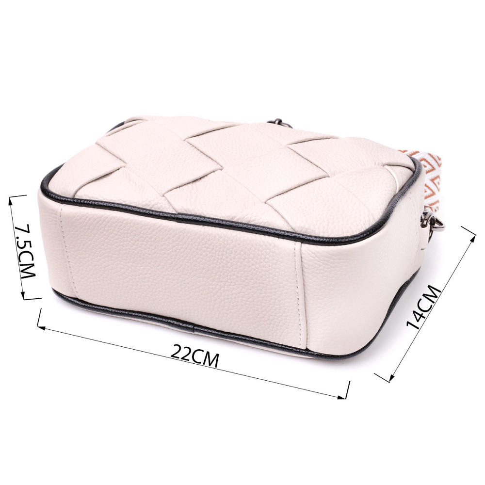 Стильна жіноча сумка з палітуркою з натуральної шкіри Vintage 22407 Біла Київ - фото 3