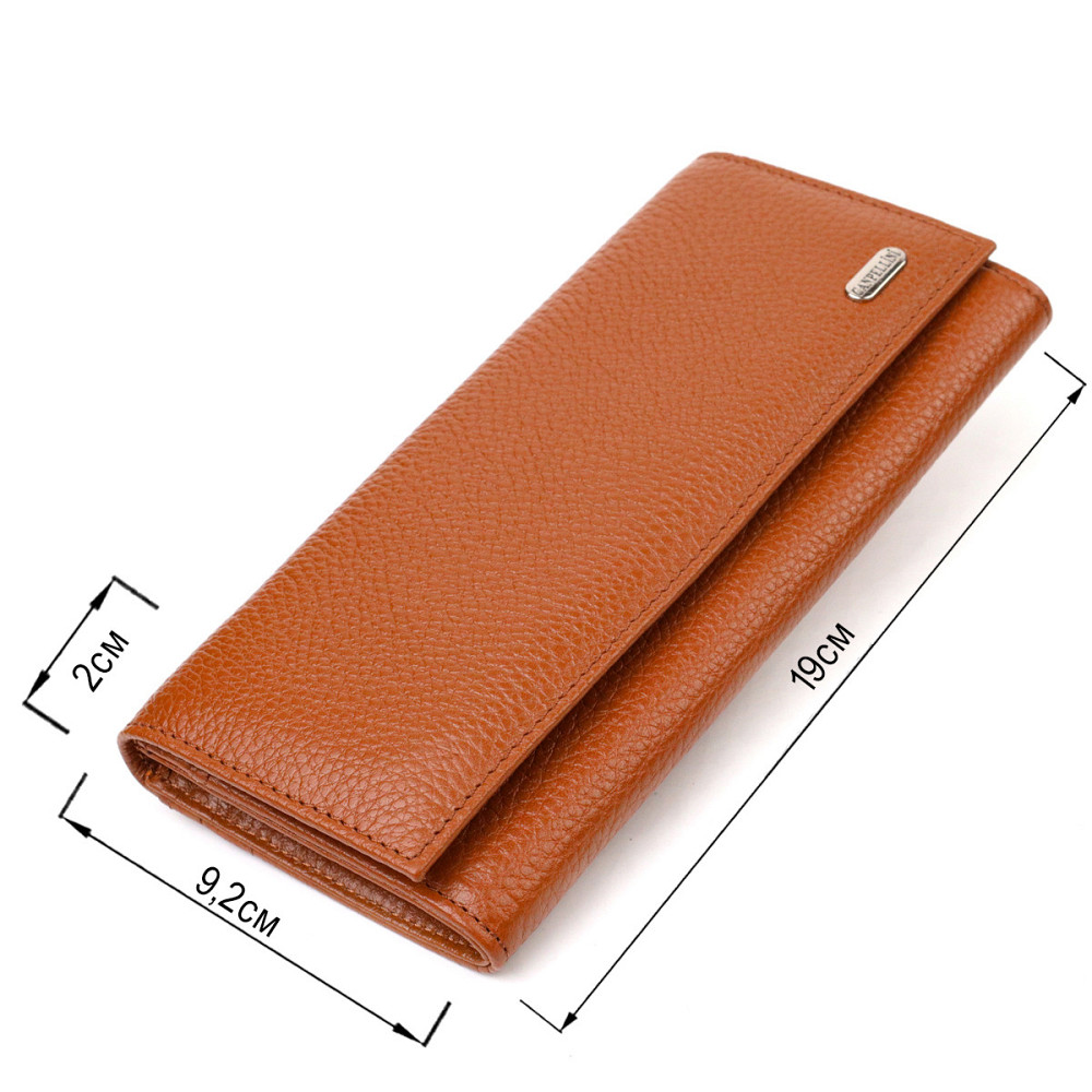 Надійний жіночий гаманець із натуральної зернистої шкіри Коричневий (CANPELLINI) Київ - фото 7