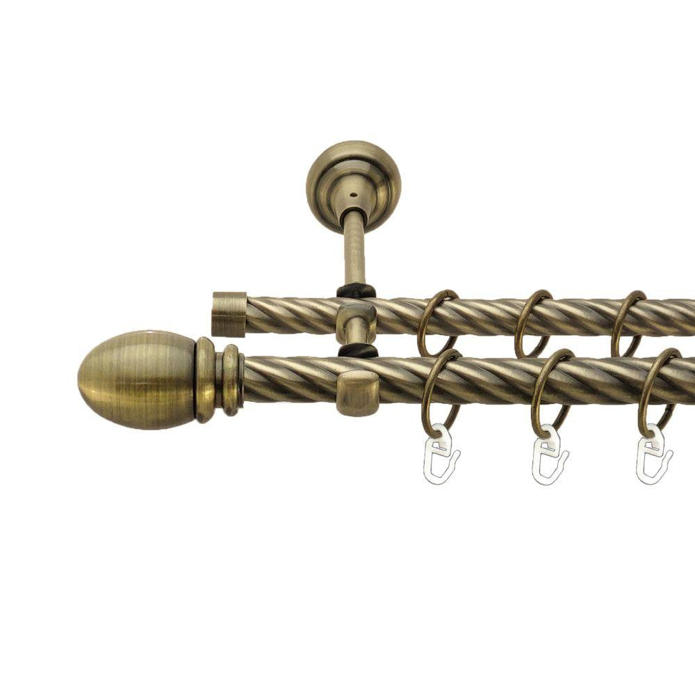 Карниз Orvit Белуно металевий дворядний відкритий скручена труба кільце металеве Антик 19\16 мм 300 см Львов - изображение 1