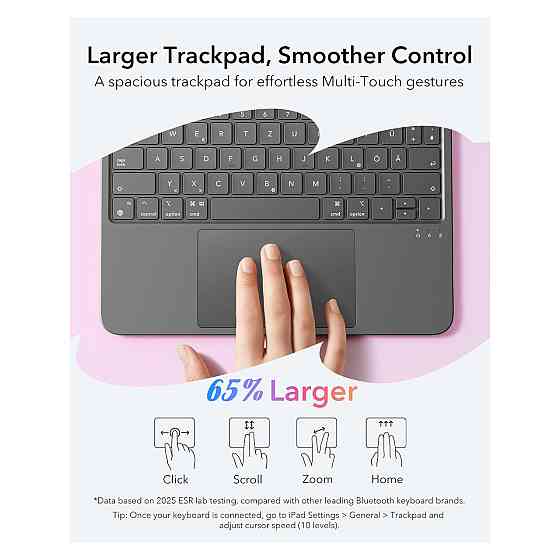 Чохол з клавіатурою ESR Flex Case для iPad 11 (A16) темно-сірий QWERTZ магнітна знімна клавіатура та трекпад Київ