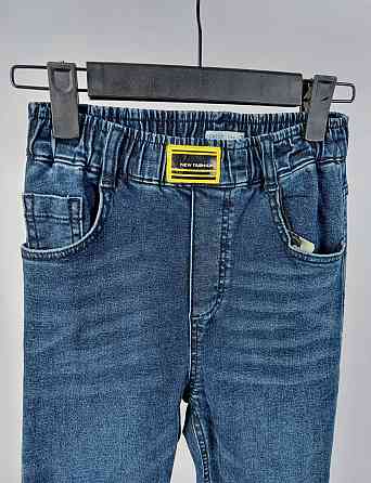 Детские джинсы трубы для девочек на резинке в синем цвете на 6,12,14 лет. Николаев