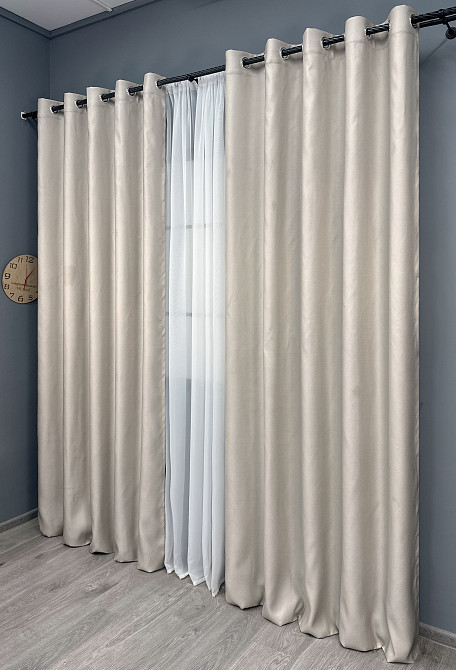 Комплект готовых штор на люверсах VR-Textil Рогожка TERRA LUXE № 1859ш Пепельный 150х270 см 2 шт (37-0299) Киев - изображение 4