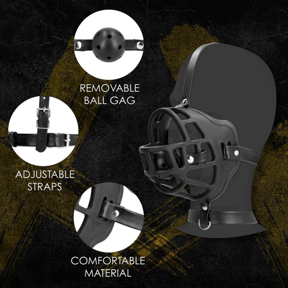 Маска-намордник с кляпом - Ouch! Xtreme Muzzle with Removable Ball Gag Sex Aura Киев - изображение 6