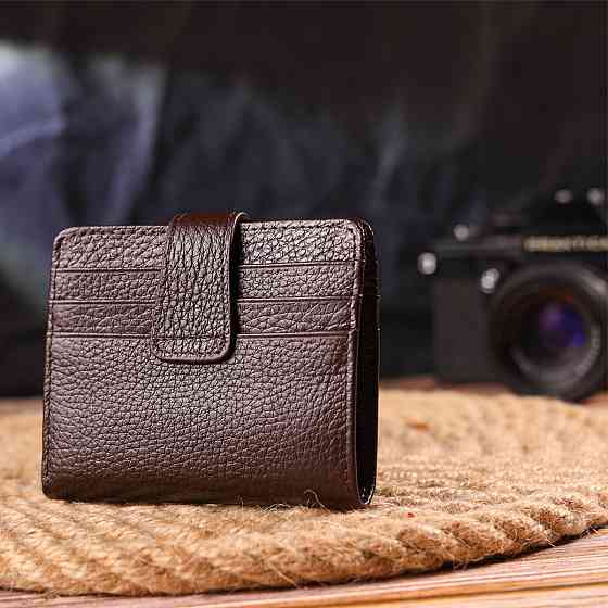 Компактный кошелек для мужчин из натуральной зернистой кожи Коричневый (CANPELLINI) Киев