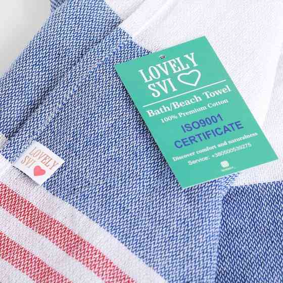 Рушник пештемаль Lovely Svi бавовняний, пляжний, хамам, spa - XХL 100x180 см Blue/Red Stripes (1032025) Київ