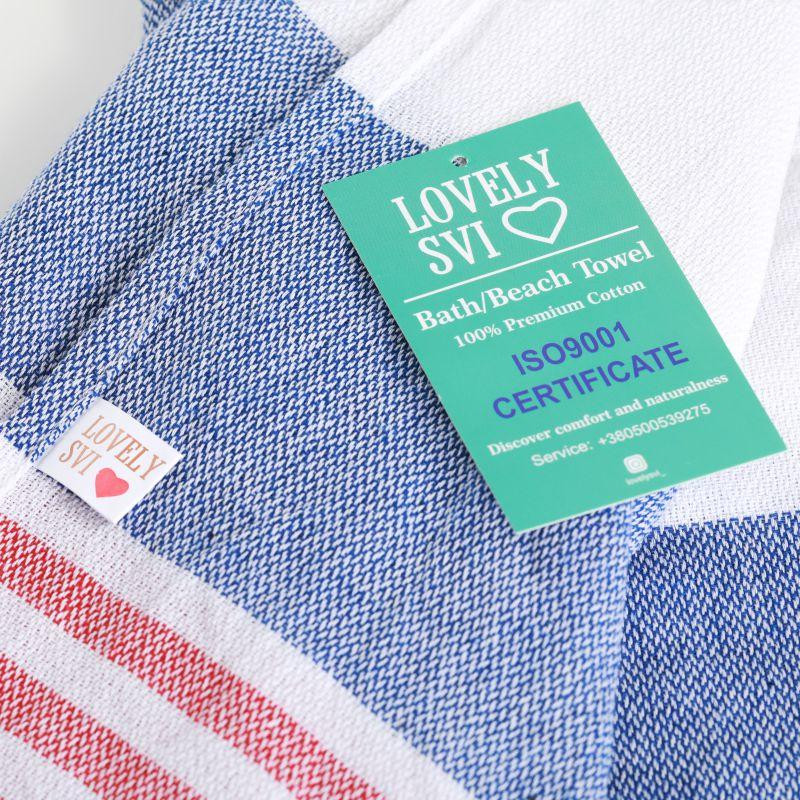Полотенце пештемаль Lovely Svi хлопковое, пляжное, хамам, spa - XХL 100x180 см Blue/Red Stripes Киев - изображение 3