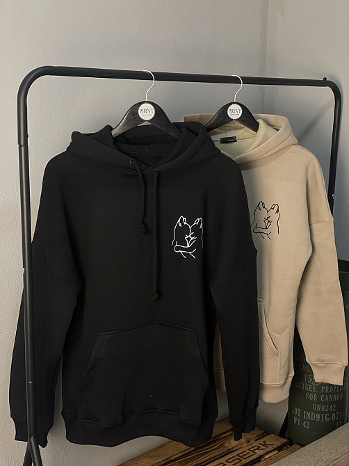 Парні худі "Закохані котики" з мінімалістичним принтом Чернівці - фото 7