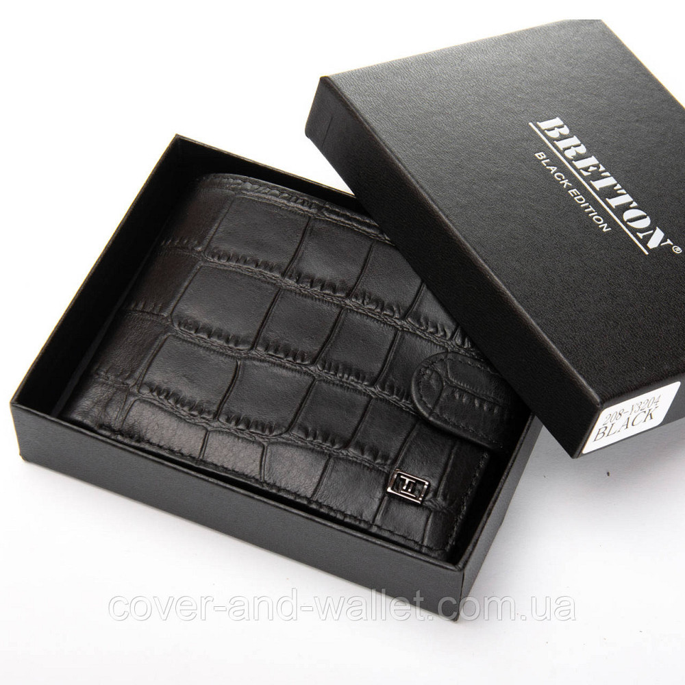 Модний чоловічий гаманець із натуральної шкіри з фактурою рептилії BRETTON Київ - фото 8