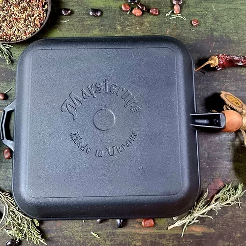 Сковорідка-гриль d28*28*4см чавунна лита Т307Ук Майстерня Житомир - фото 5