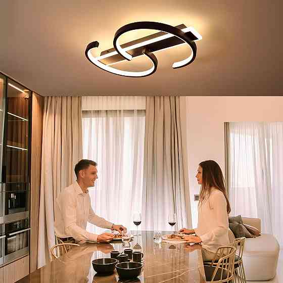 Стельовий LED світильник LUOLONG 35 Вт, 40 см, 3000–6000K, димер, пульт ДУ, подвійне кільце, чорний Київ