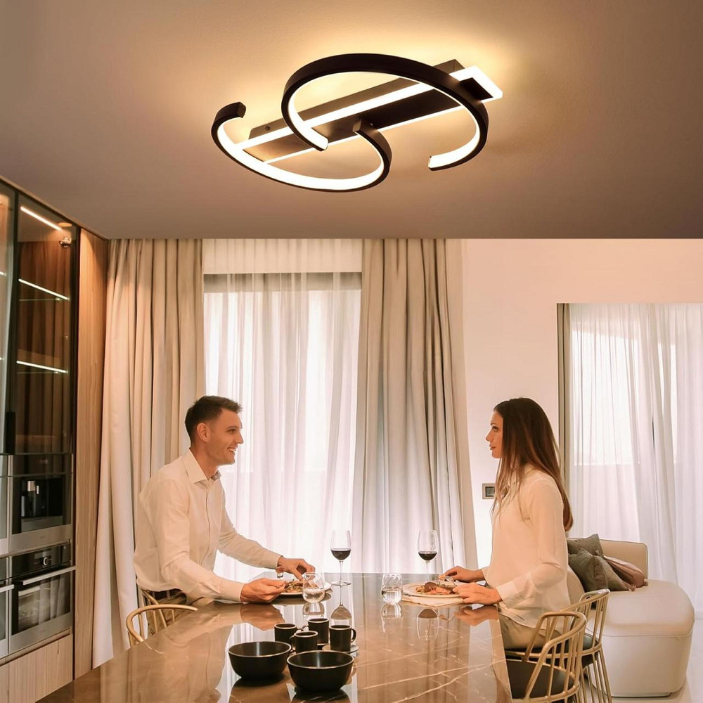 Стельовий LED світильник LUOLONG 35 Вт, 40 см, 3000–6000K, димер, пульт ДУ, подвійне кільце, чорний Київ - фото 3