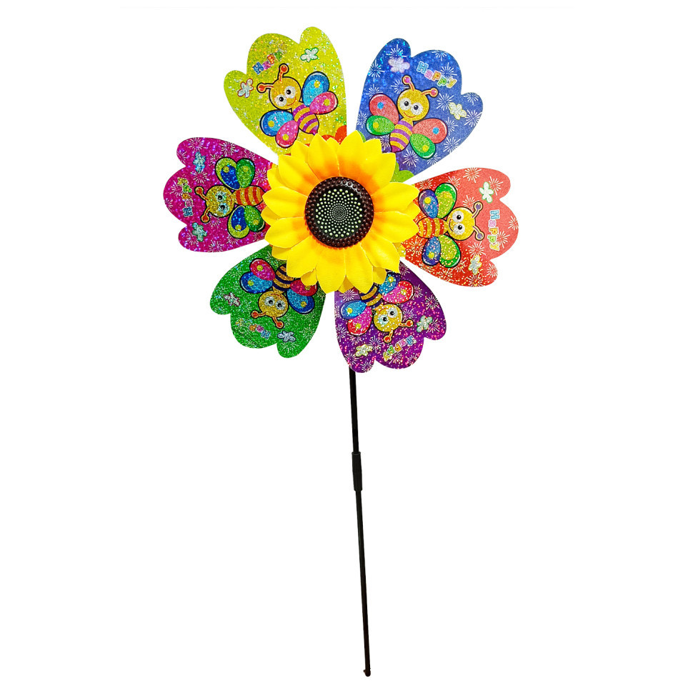 Дитячий вітрячок "Метелики" МR 1225-5 квітка діаметром 28 см, паличка 48 см Вінниця - фото 1
