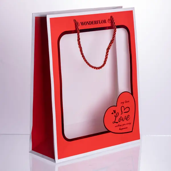 Набір подарункових пакетів з паперу Love з віконцем 12 шт 26×10×32 см HP-10359-18 Коломия - фото 2