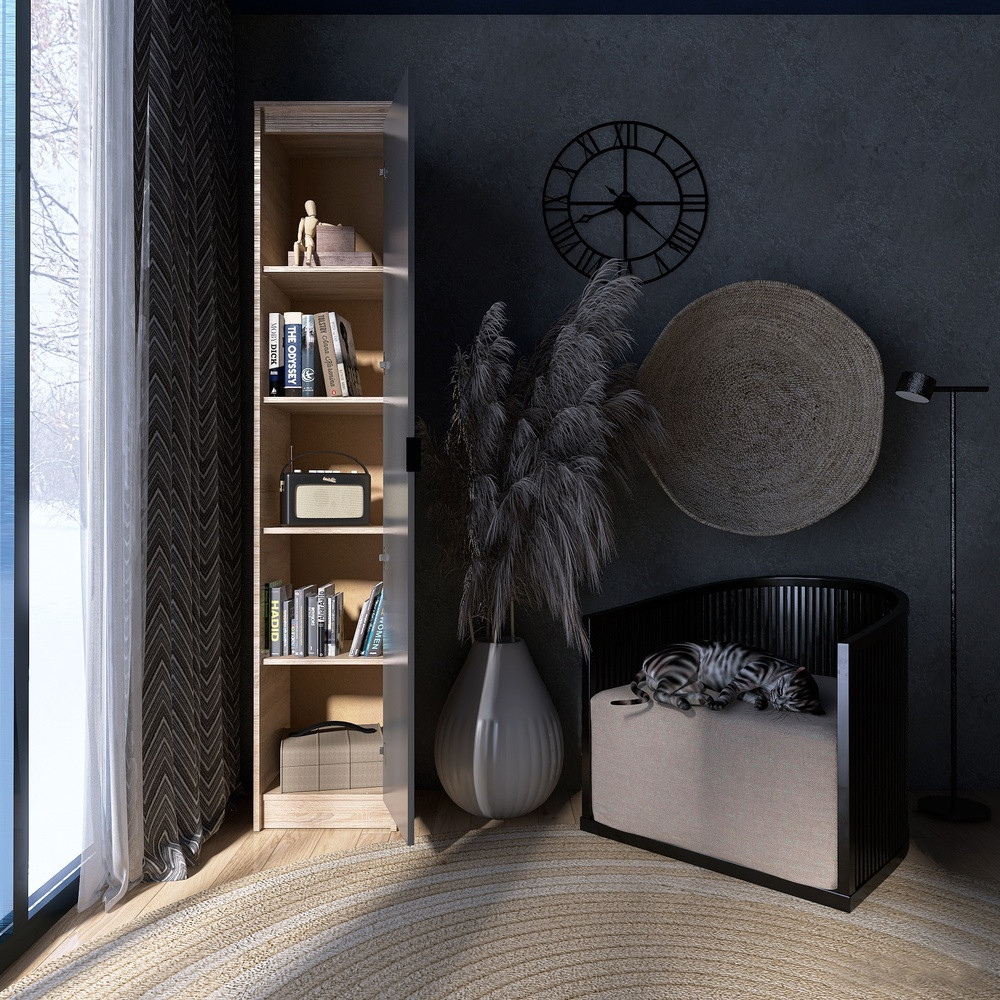 Шкаф-пенал закрытый Эверест Сити-400 Дуб сонома/Графит (DTM-071091) Львов - изображение 3