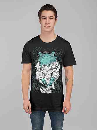 Футболка для хлопчика з аніме принтом Магічна битва оверсайз (зріст від 165 до 180) Чорний AnimeJ0801m Дніпро