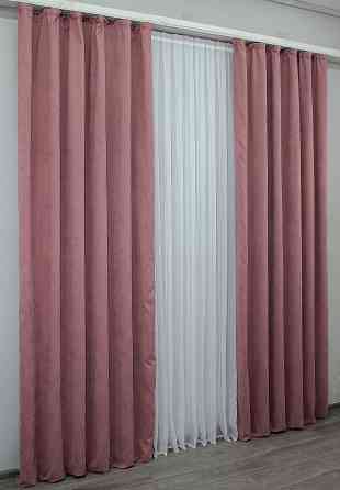 Комплект готових штор VR-Textil Мікровелюр SPARTA № 1094ш Пудровий 100х280 см 2 шт (31-909) Київ