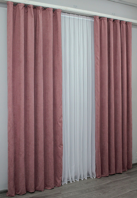 Комплект готових штор VR-Textil Мікровелюр SPARTA № 1094ш Пудровий 100х280 см 2 шт (31-909) Київ - фото 4
