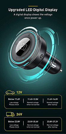 FM трансмітер модулятор Baseus Enjoy Car Wireless MP3 Charger CCLH-01 (Чорний) Николаев - изображение 7