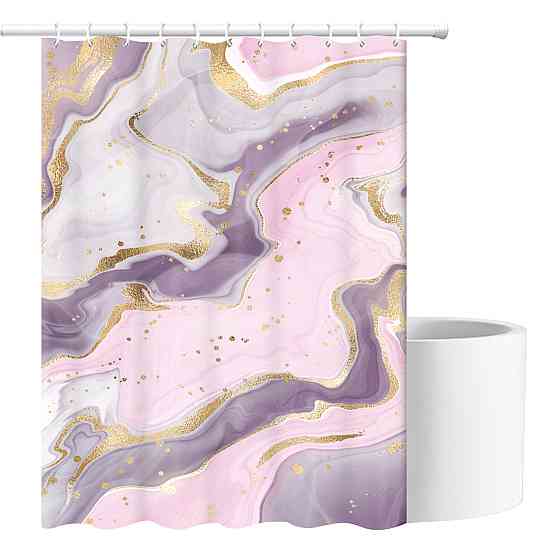 Шторка для ванни з поліестеру водонепроникна Bathlux 180x180 см з кільцями, фіранка для ванної кімнати Кам'янець-Подільський