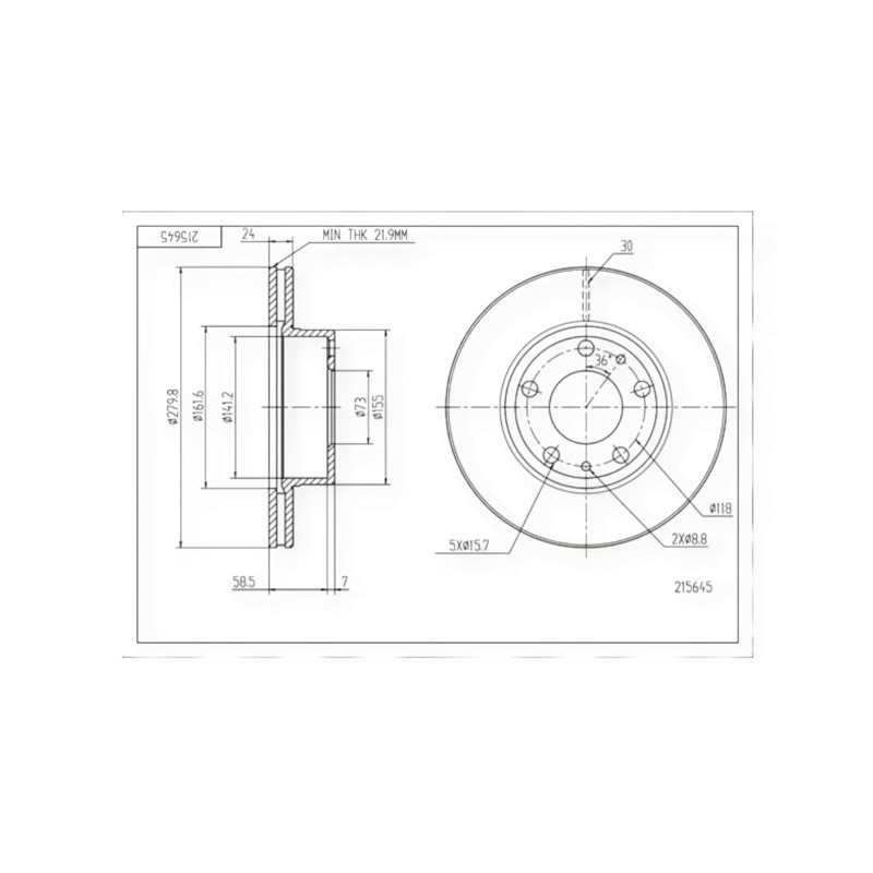 Диск Fiat Ducato, Peugeot Boxer (1994-2006) передний (280mmx24mm) тормозной Мукачево - изображение 1