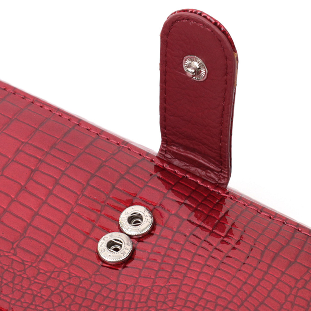 Кожаный лакированный кошелек с блоком для кредитных карт ST Leather 22682 Красный Киев - изображение 7