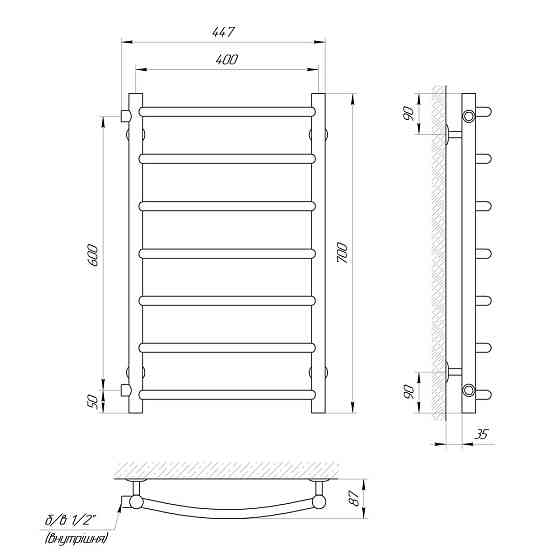 Водяной полотенцесушитель LARIS КЛАССИК П7 400 Х 700 Киев