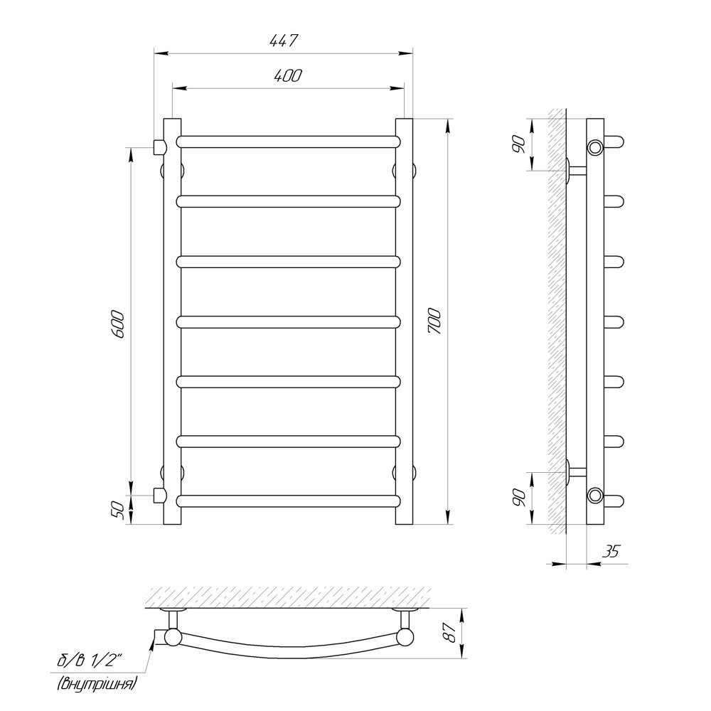 Водяной полотенцесушитель LARIS КЛАССИК П7 400 Х 700 Киев - изображение 4