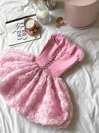 Женское стильное элегантное романтическое корсетное платье костюмное+фатин розы Розовый, 44/46 Одесса