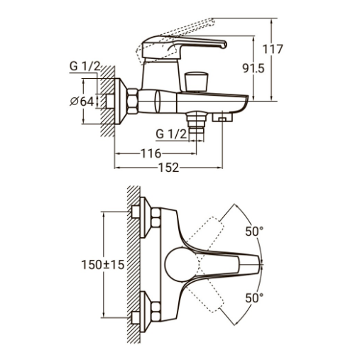 Змішувач HM d40мм для ванної литий Aquatica Житомир - изображение 4