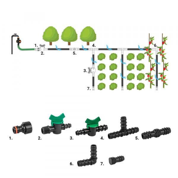 Набір аксесуарів для крапельного поливу,16мм, 81 шт., DSWA20-SET4 Київ - фото 3