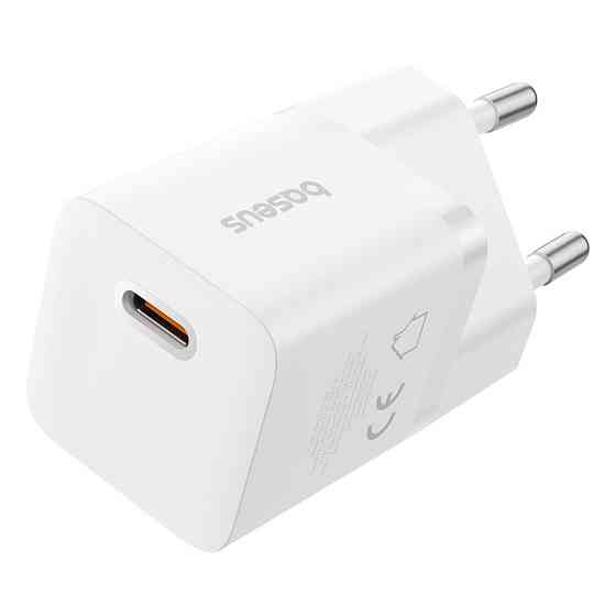 Мережевий зарядний пристрій з кабелем Baseus GaN5 Fast Charger (mini) 1C 25W EU Moon White (with: Fast Charging Data Cable Type-C) Київ