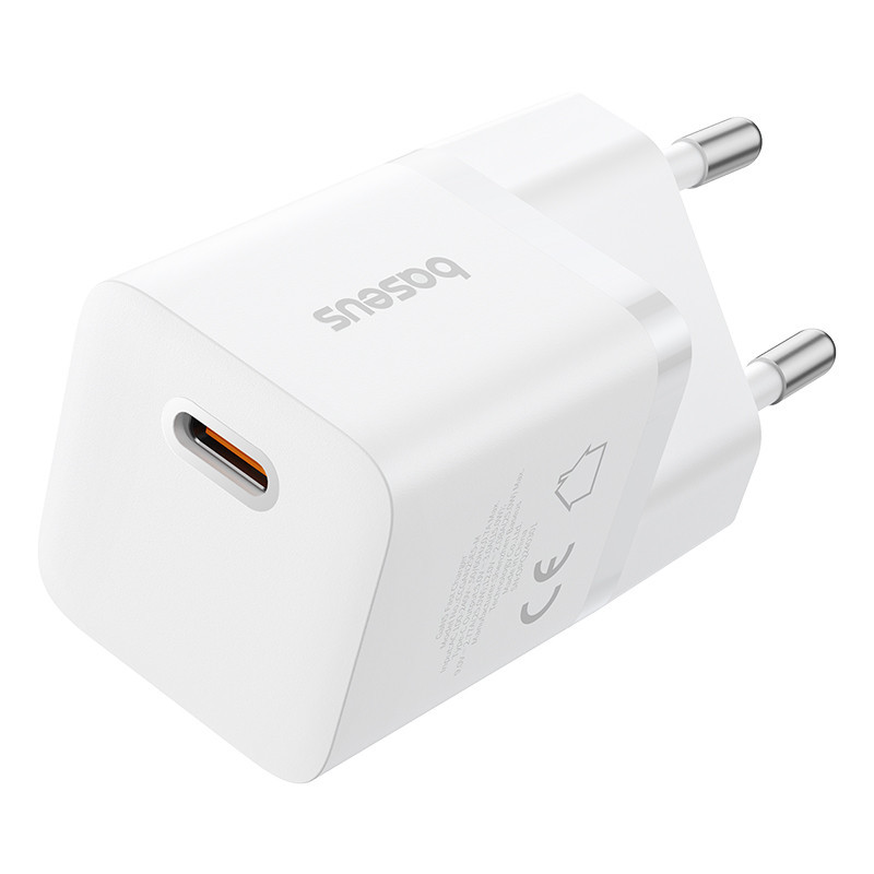 Мережевий зарядний пристрій з кабелем Baseus GaN5 Fast Charger (mini) 1C 25W EU Moon White (with: Fast Charging Data Cable Type-C) Київ - фото 6