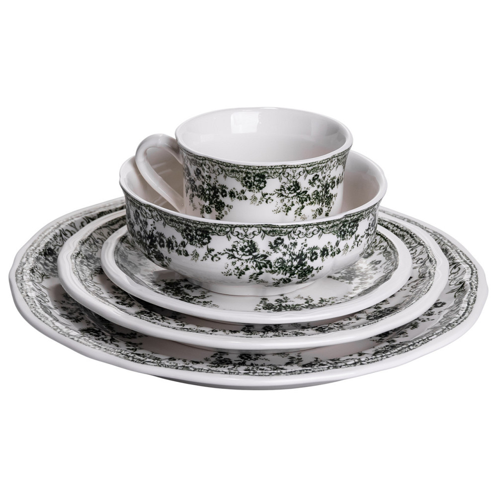 Yiwu Столовий набір посуду 32 предмети на 6 осіб Vintage Elegant порцеляновий Чорний YY78-7A Коломия - фото 6