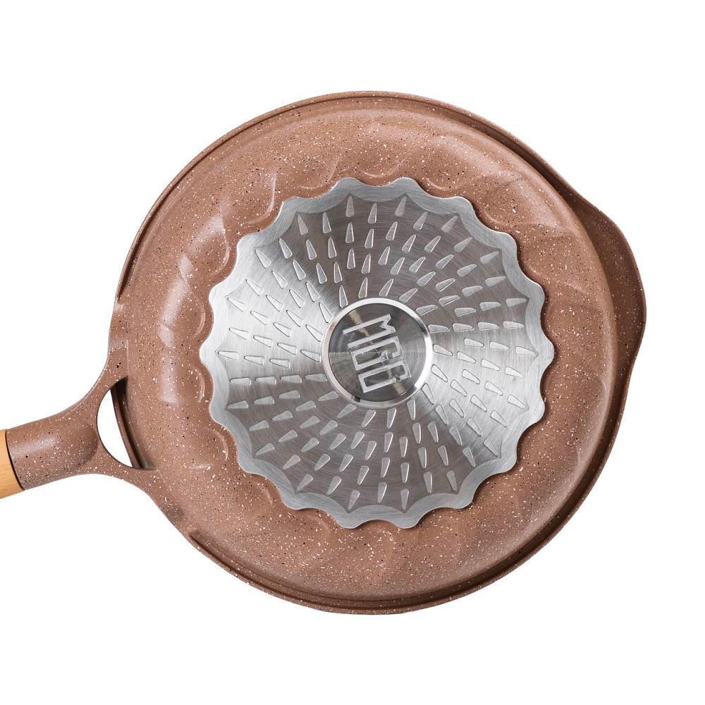 Алюмінієва сковорода 1,8 л мармурова з антипригарним покриттям Ø 24 см кавова MGC HP-4-423CO Коломия - фото 3