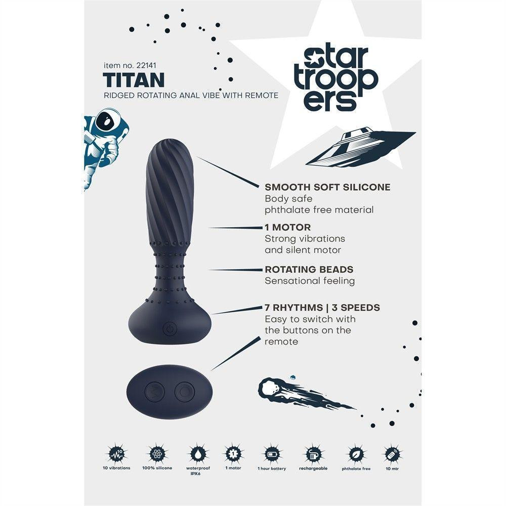 Анальний вібратор з пультом Dream Toys Startroopers Titan з обертовими кульками, синій Sex Aura Київ - фото 9