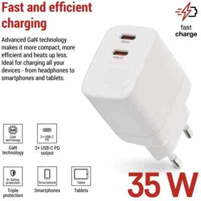 Зарядное устройство EMOS V03G35 2xUSB-C 15W GaN (V03G35) Винница